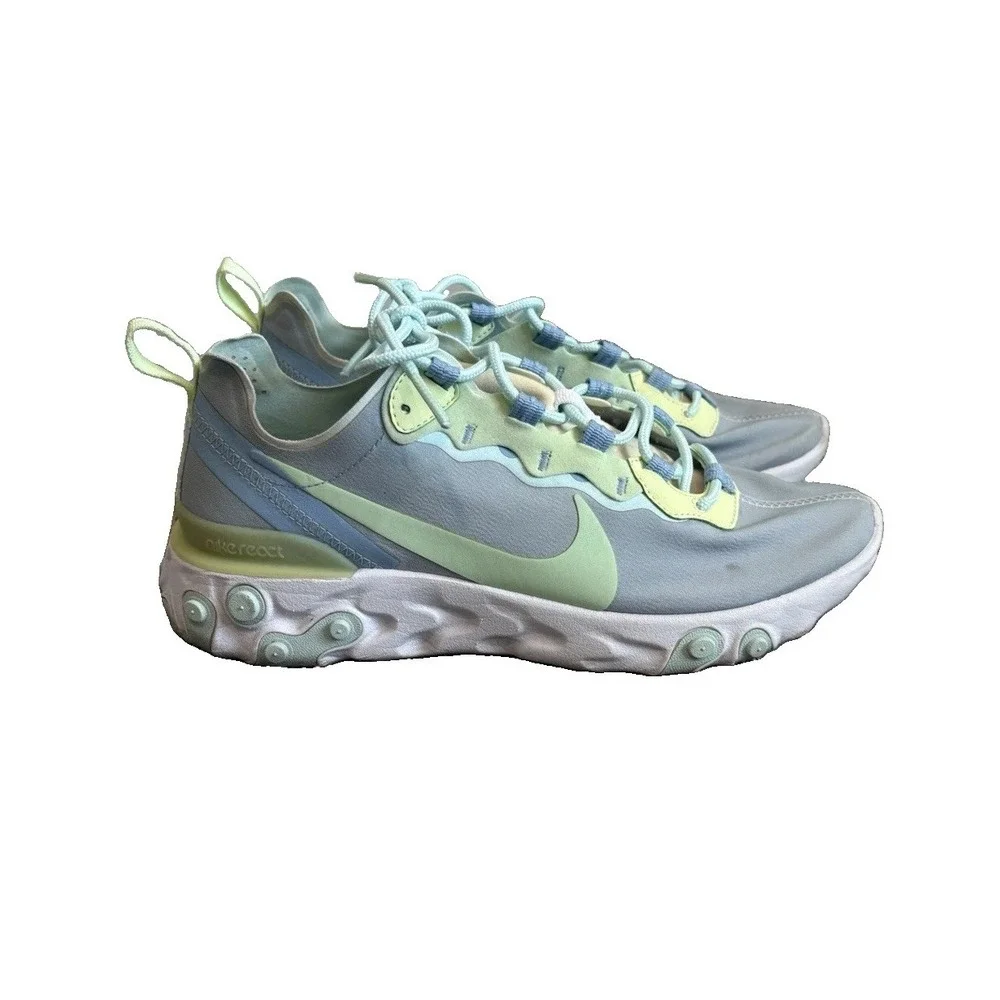 Nike React Element 55 Frosted Spruce White Blue Green Running Shoe Sz 8.5 BQ2728